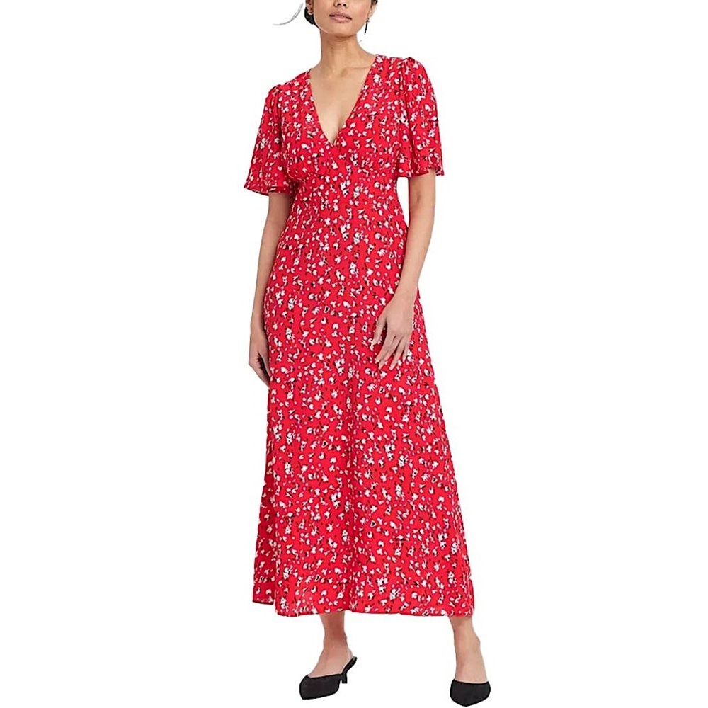 A New Day Red Floral Maxi Dress Size 2